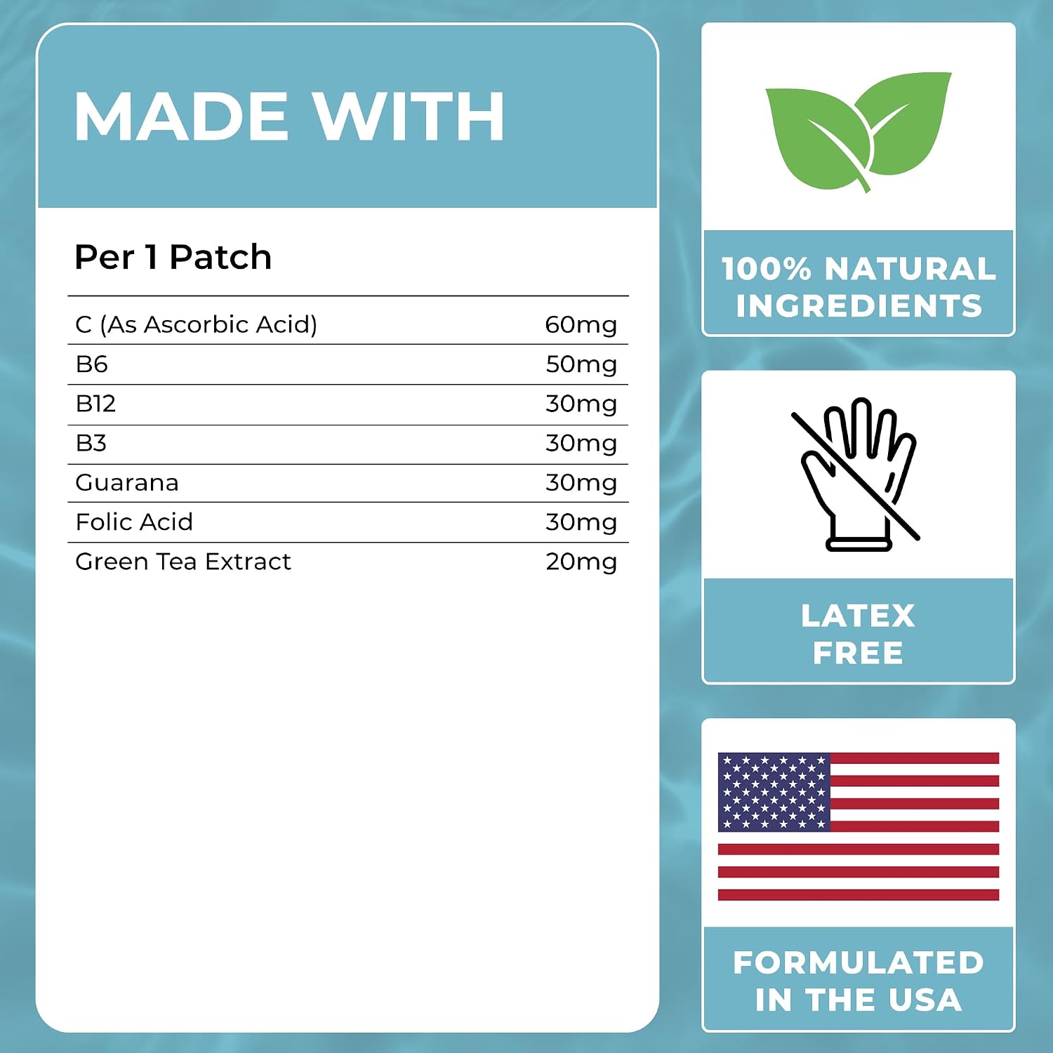 B12 Firming Patches (Pack of 60) - 100% Natural Patch for Women and Men - Energy, Focus & Body Support - Enhanced Formula