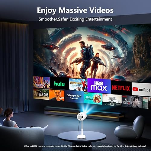 Miniatura 5 de VGKE Mini proyector con WiFi6 y Bluetooth, proyector de películas portátil para exteriores compatible con 4K, corrección Keystone automática,