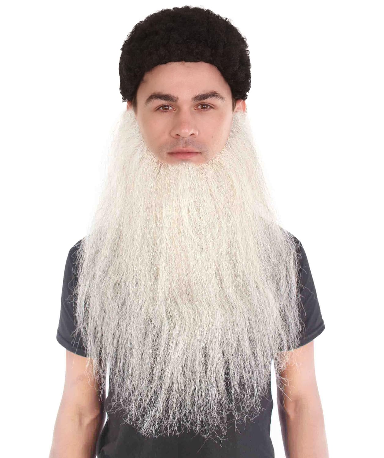 HPO Men's Synthetic Hair Long Beard Cosplay Facial Hair (Dark Gray)