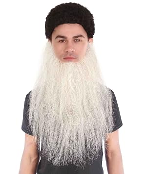 HPO Mens Synthetic Hair Long Beard Cosplay Facial Hair Dark Gray
