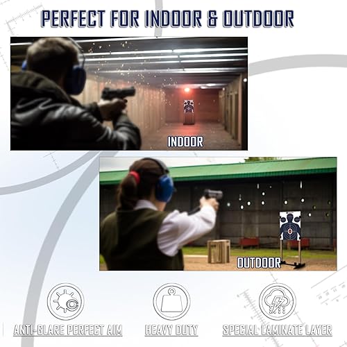 Miniatura 4 de KNINE OUTDOORS Papel para objetivos de disparo, 12 x 18 pulgadas, a granel para caza, pistolas, pistolas, rifles, silueta con diana roja, diseño azul