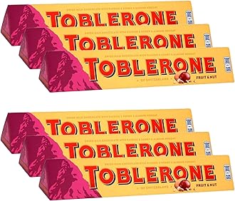 of Switzerland Fruit & Nut with Raisins, Honey and Almond Chocolate Bar - 6 Pack, 6 X 100 g