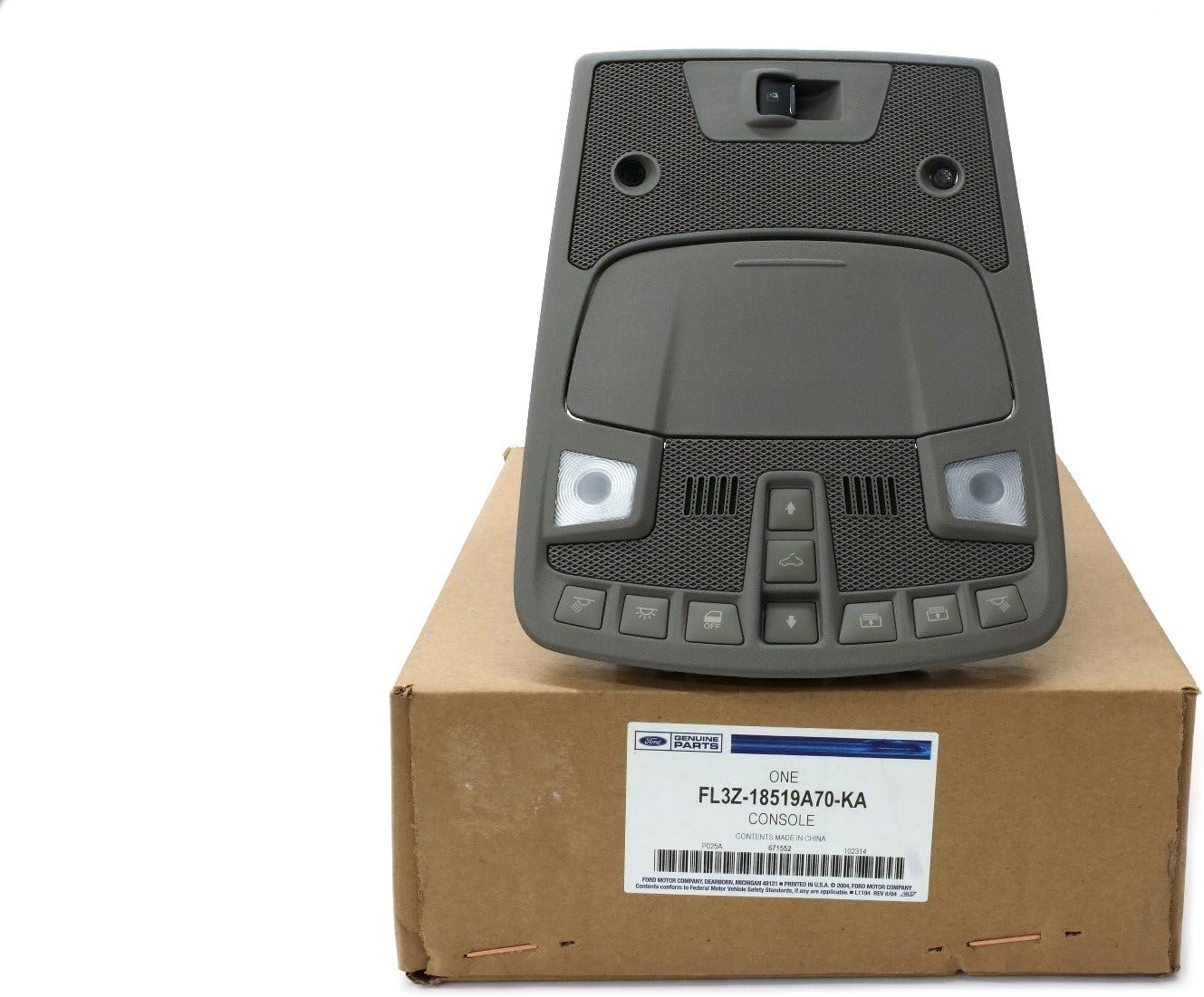 Ford 2015 F150 Overhead Console Gray w/Sunroof Light Buttons OEM FL3Z18519A70KA