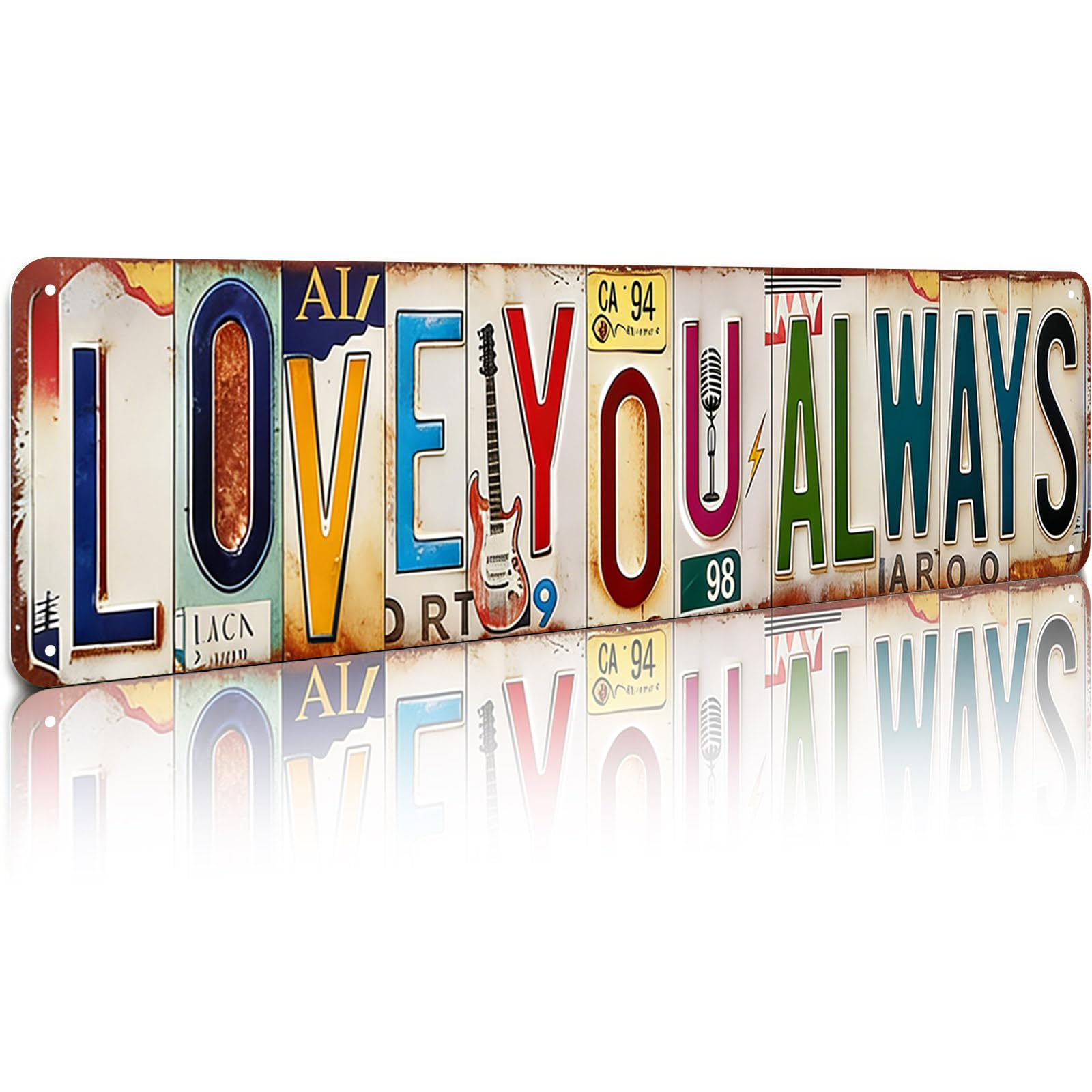 peiyeety Vintage Metal Tin Sign Love You Retro Street Sign, Rustic Wall Decor for Home, Love, Man Cave, Garage, Kitchen, Office, Farmhouse, Patio, Garden, Porch, 4 * 16 inch