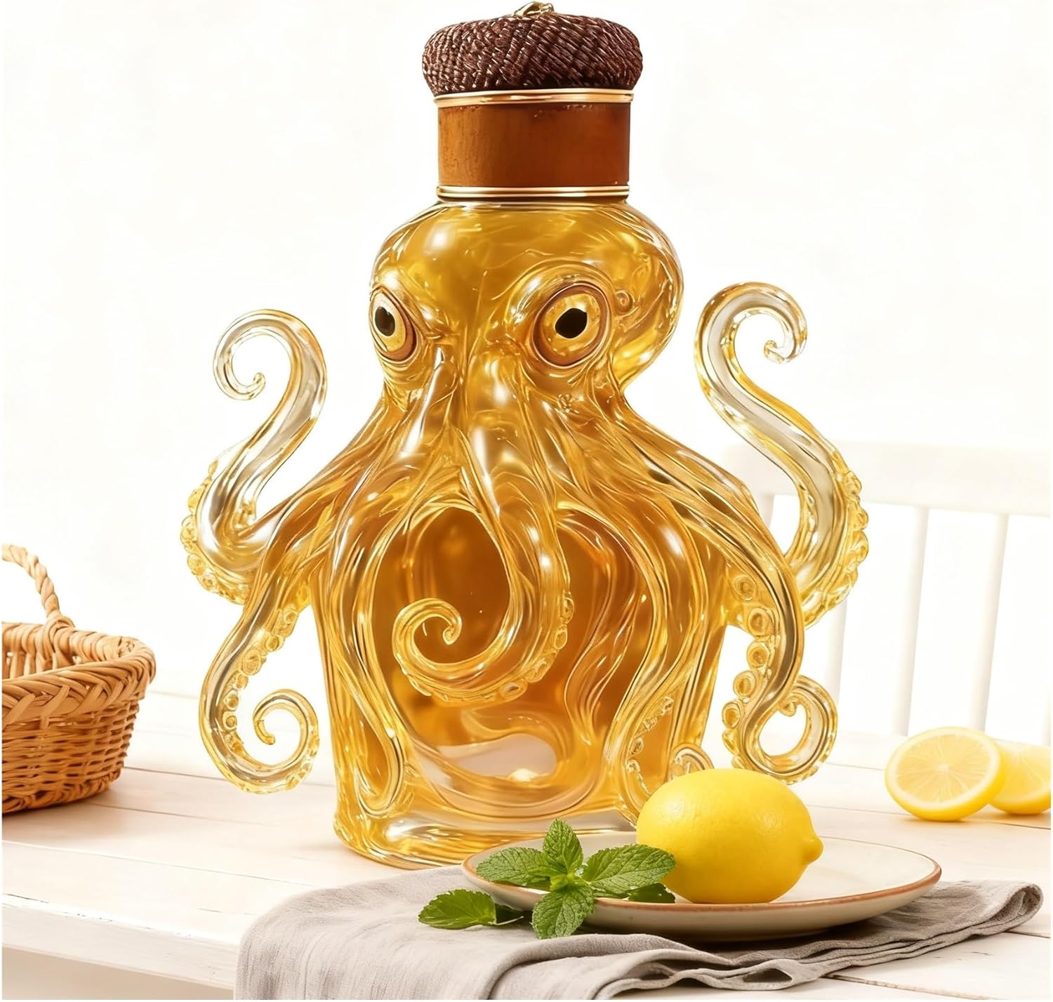 Octopus Whiskey Bottle, Octopus Engraved Whiskey Decanter, Beautiful Engraved Glass Wine Decanter Creative Animal Theme Barware,Christmas and Valentine's Day Gifts(Style B)