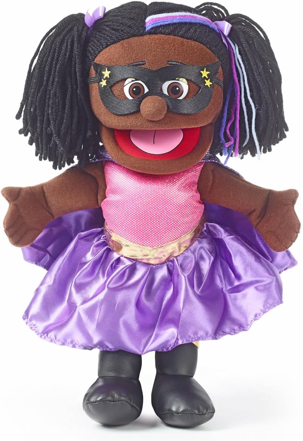 14" Superhero, Black Girl, Hand Puppet