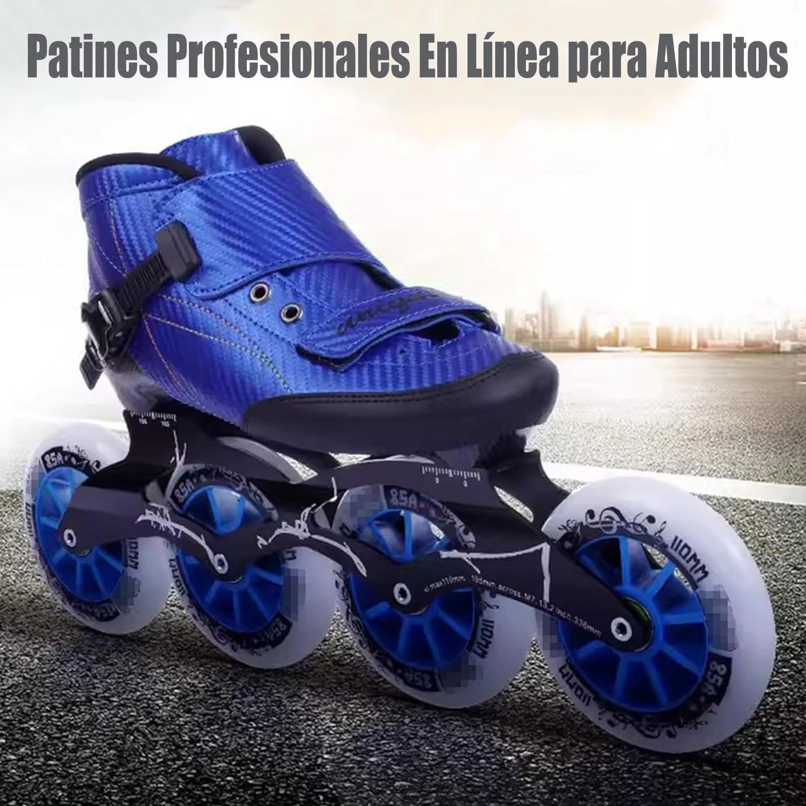 Patines En Linea Adulto, Patines De Velocidad Profesional De Fibra De Carbono para Exteriores, Patines De Ruedas Adulto Hombre Mujer, Ruedas De 110 Mm, Chasis De Aluminio Y Forro Transpirable