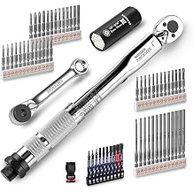 GEINXURN 66Pcs 1/4 In. Drive Click Torque Wrench Set, 35-200In.Lb 72-Tooth Ratchet Wrench Bike Maintenance Kit, Universal Socket, Screwdriver Bits for Bicycle, Car, Moto