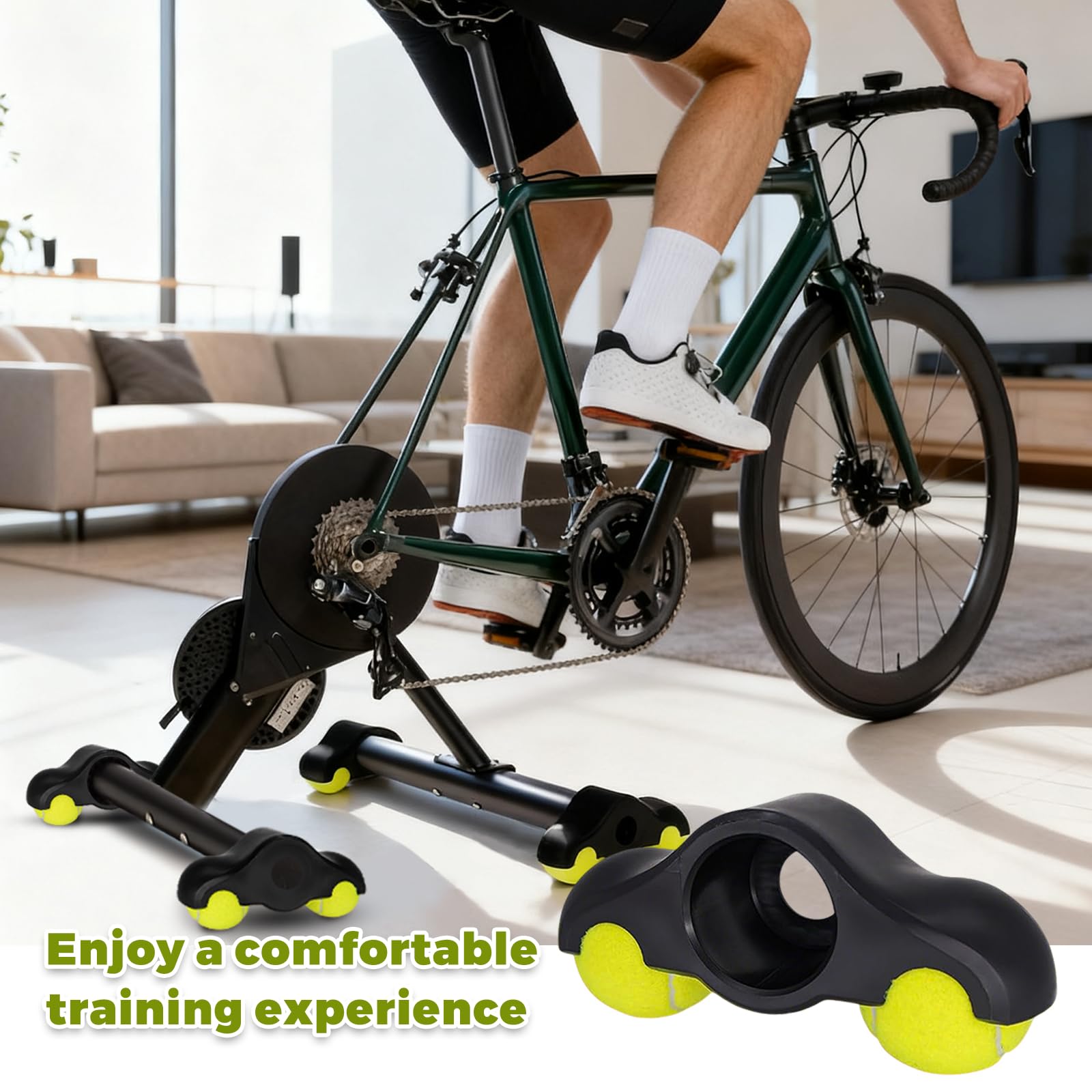4 sztuki Rocker Plate Feet, adaptery Indoor Cycling Snap Rocker Feet, przenośny trenażer rowerowy z płytą kołyszącą, adaptery stóp z piłkami tenisowymi do Indoor Cycling dla Wahoo Kickr Core 1