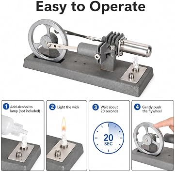 Engine Model Hot Air, Mini Stirling Engine Model, Engine Education Toy, Educational Science Toy with Metal Construction Education Model Toy DIY Kits