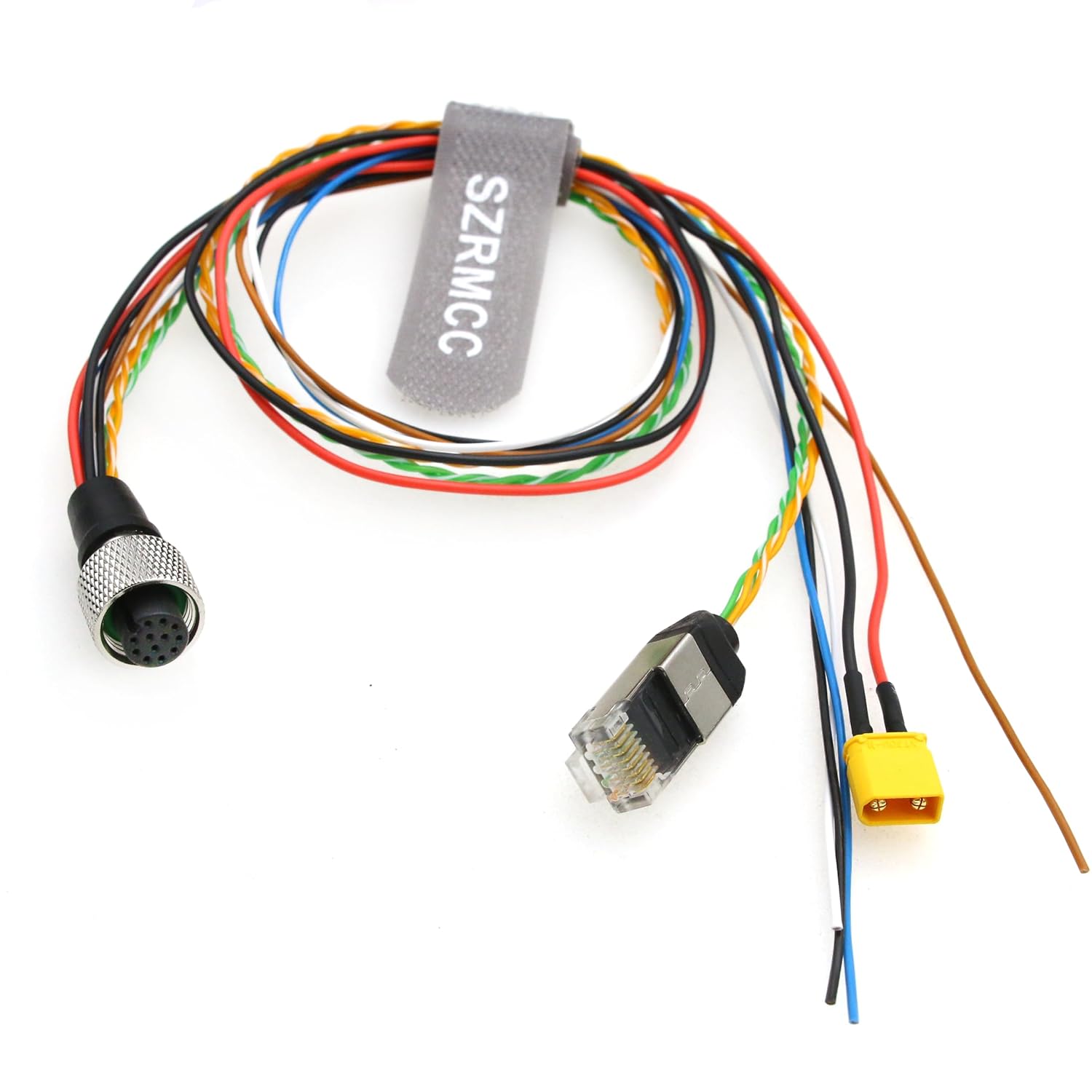 SZRMCC Livox Mid-360 Cable M12 Aviation 12Pin Female 3 in 1 Splitter RJ45 XT30 Flying Leads Data Sensor Cable for DJI Livox Mid-360 Avia Lidar (50cm)