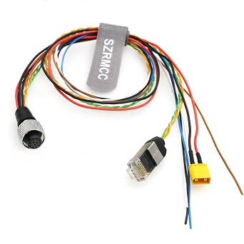 كابل SZRMCC Livox Mid-360 M12 Aviation 12Pin Female 3 in 1 Splitter RJ45 XT30 كابل مستشعر بيانات Flying Leads لـ DJI Livox Mid-360 Avia Lidar 25 سم