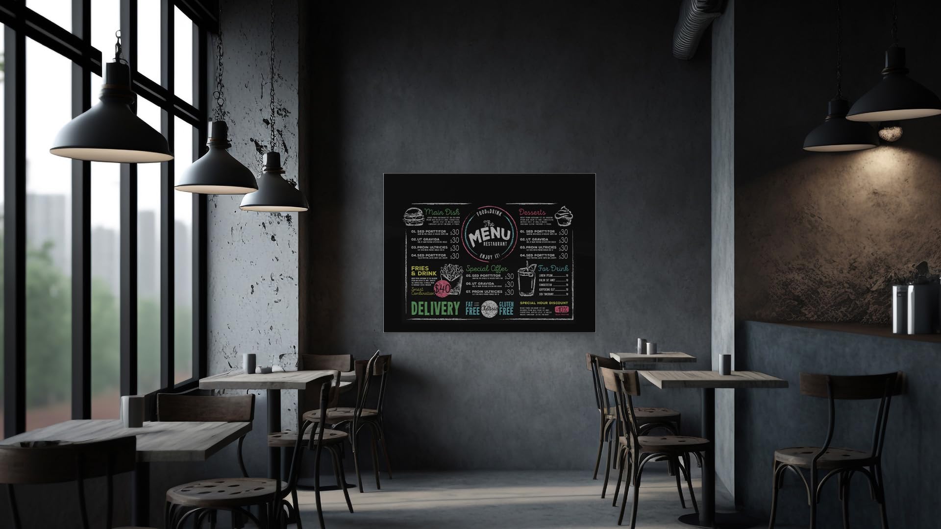 ALLboards Lavagna in Vetro Nera Magnetica 120x90cm, senza Cornice, a Muro, Per Calamite Neodimio, Vetro Temperato