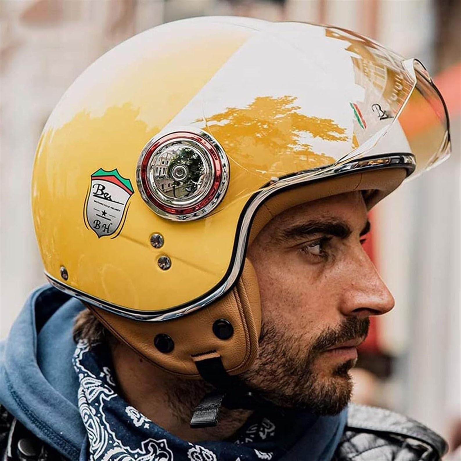 Vintage niemiecki kask motocyklowy retro otwarty kask motocyklowy z opuszczaną osłoną przeciwsłoneczną zatwierdzony przez DOTECE kask rowerowy Cruiser