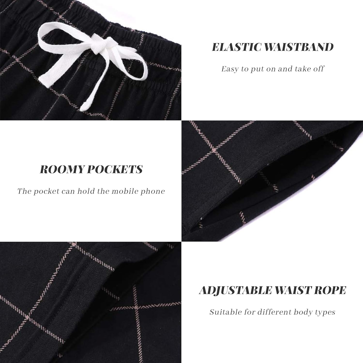 Vulcanodon Mens Cotton Pajama Pants-2pack, Lightweight Sleep Pants for Men - Image 3