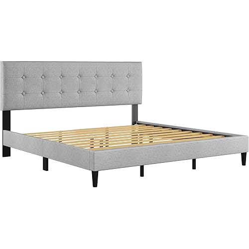 Hillsdale, 2856-660, Hendrix King Upholstered Bed, Light Gray