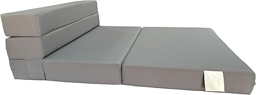 Miniatura 7 de D&D Futon Furniture Colchón plegable portátil, camas de invitados de estudio, colchones de caravana, espuma de alta densidad (gris, 6 x 48 x 80)