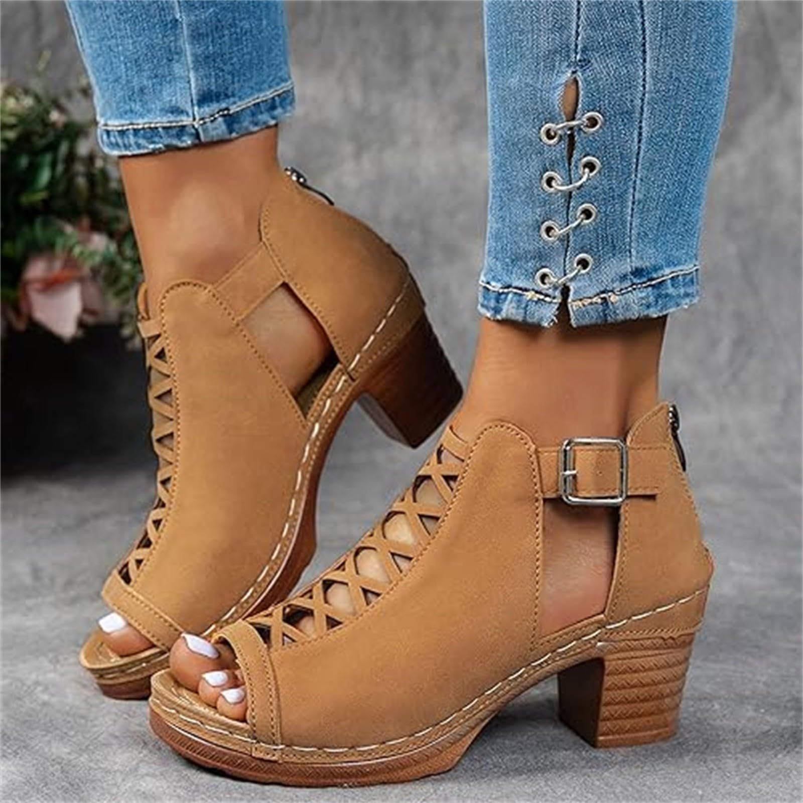 Sandali Donna Estive Zeppa Ortopedici Comodi Sandali estivi da donna con tacco largo con fibbia laterale scarpe e alla casual Estivi Scarpe Zeppa Estive