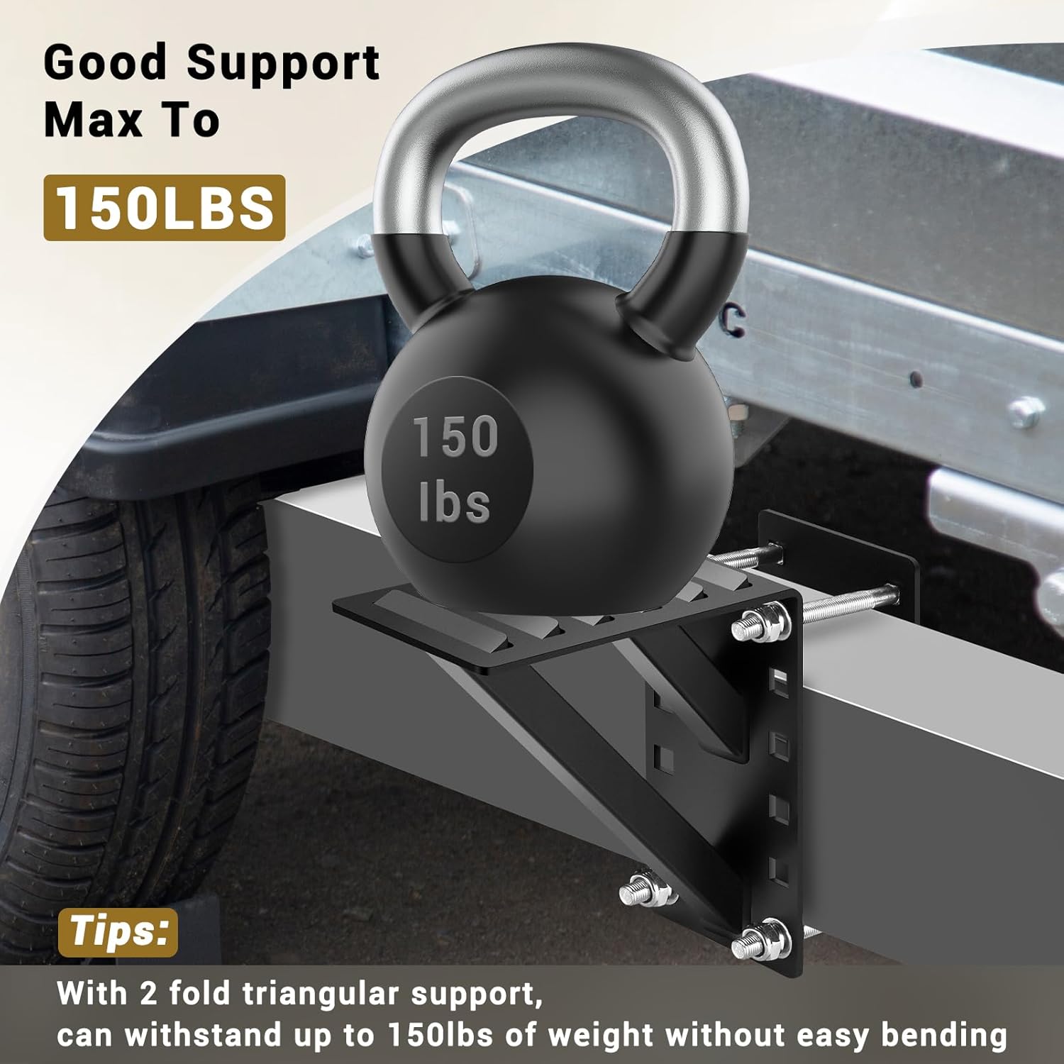 GADFISH Trailer Step, Trailer Step Mount, Boat Trailer Steps, Heavy Duty Step Holder, Suitable for 3 x 6 inches Trailer Frame, Holds up to 150 LBS, Black