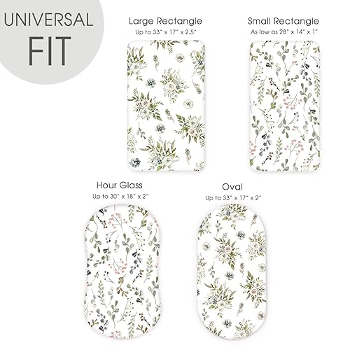 Vista 131 de Juego de 2 sábanas elásticas ultra suaves para moisés, ajuste universal para moisés, cesta de moisés, colchón rectangular ovalado, seguro y cómodo