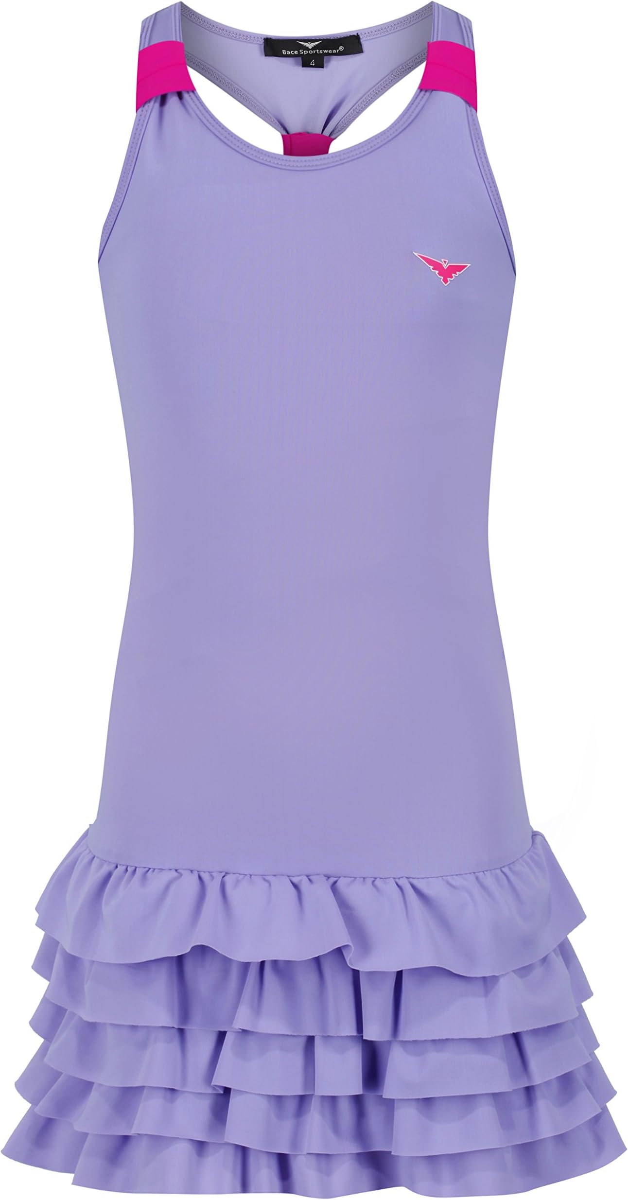 Bace Girl Tennis Dress Lilac Purple Ruffles Sports Kids Golf Sleeves Dresses Pink