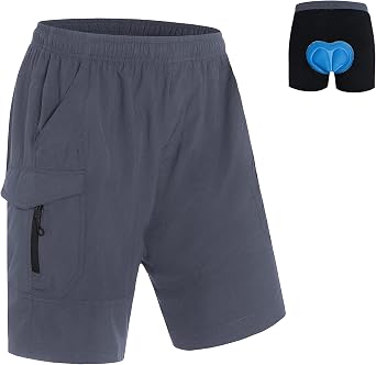 Ksmien Mens Mountain Bike Shorts 3D Padded MTB Bicycle Cycling Shorts Lightweight Loose-Fit