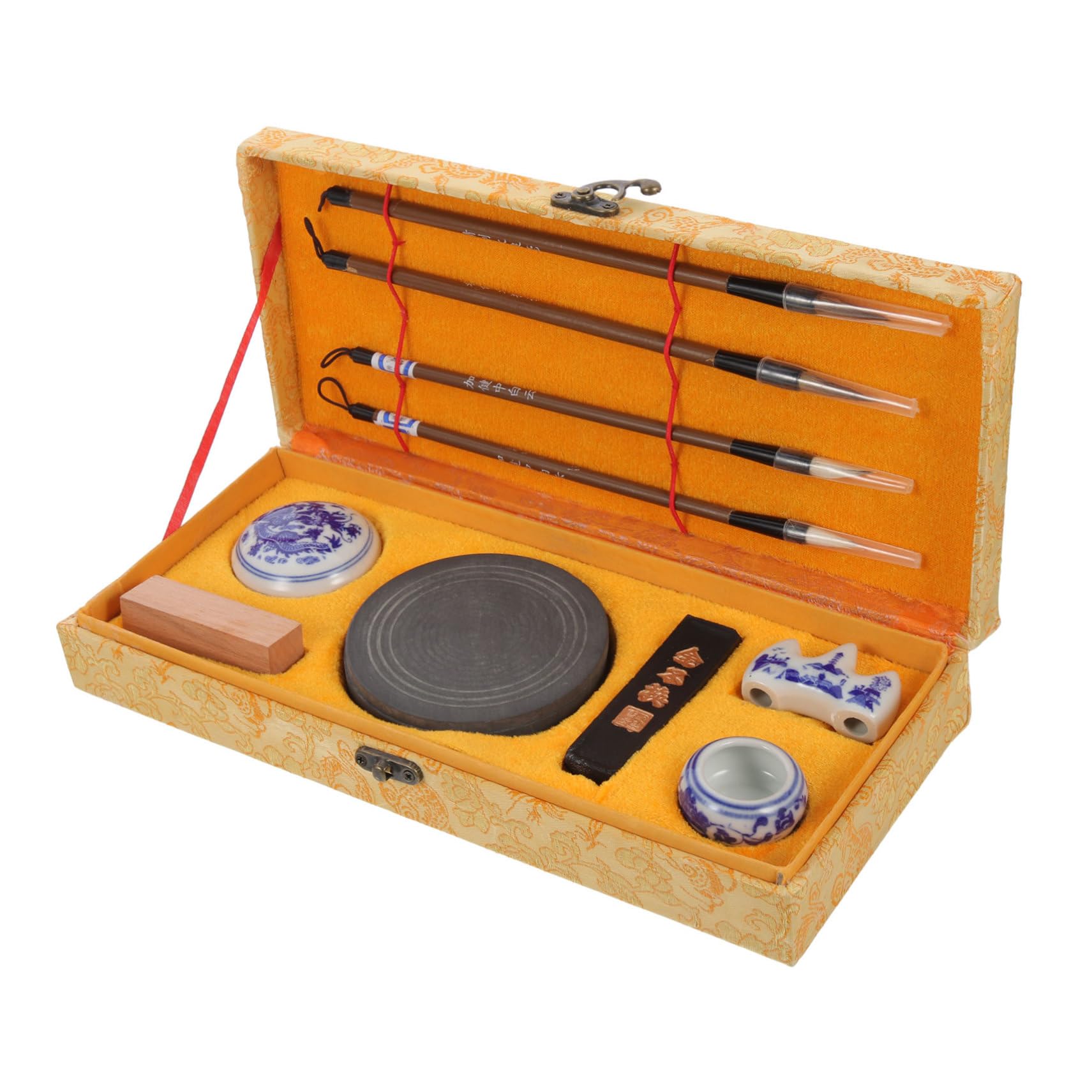 DOITOOL 1Set Chinese Calligraphy Brush with Ink Stick Ink Stone for Students and Beginners Compact and Lightweight Design for Practicing Calligraphy Skills