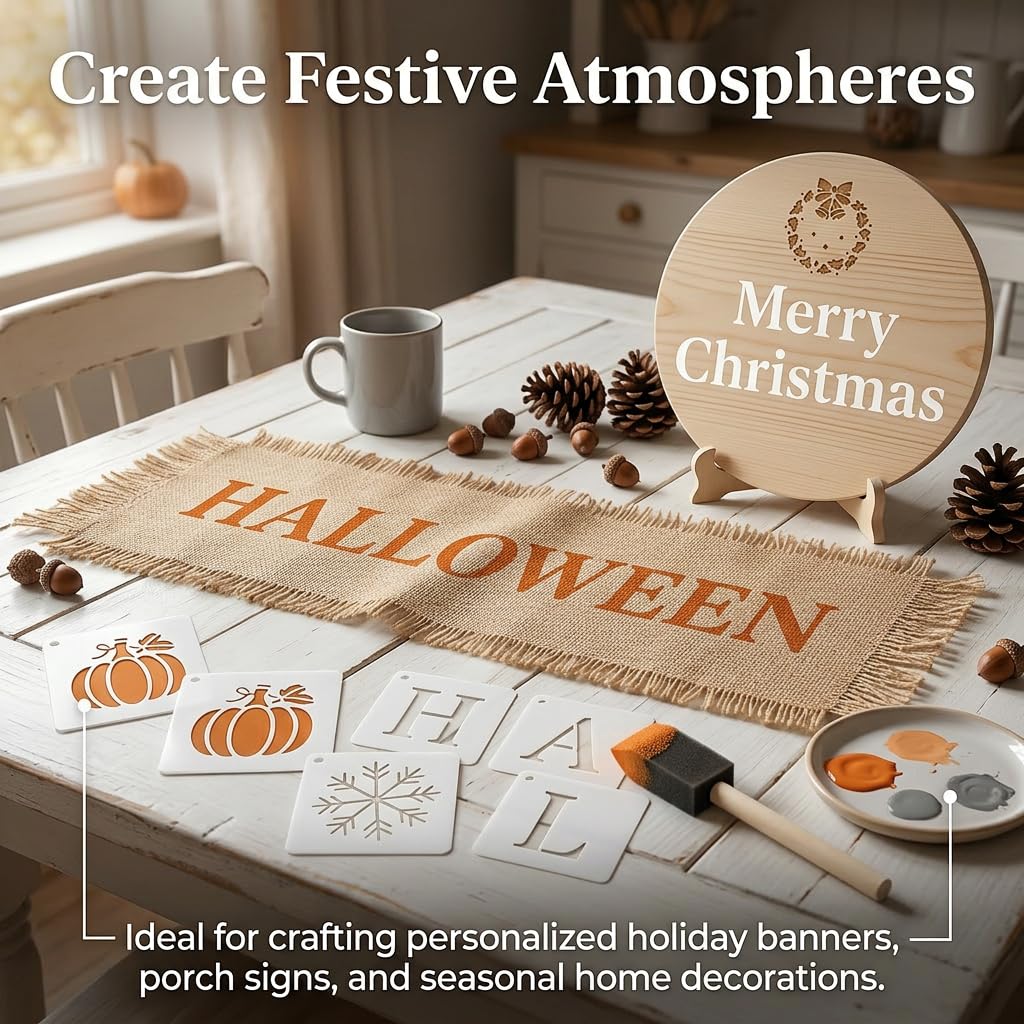 80 Pcs Pochoirs pour Peinture, Pochoir Lettre Alphabet et Chiffre, Modeles Reutilisables en Plastique, Normographe Lettre pour Scrapbooking, Art Projects, Decoration Murale et Bricolage DIY - 5