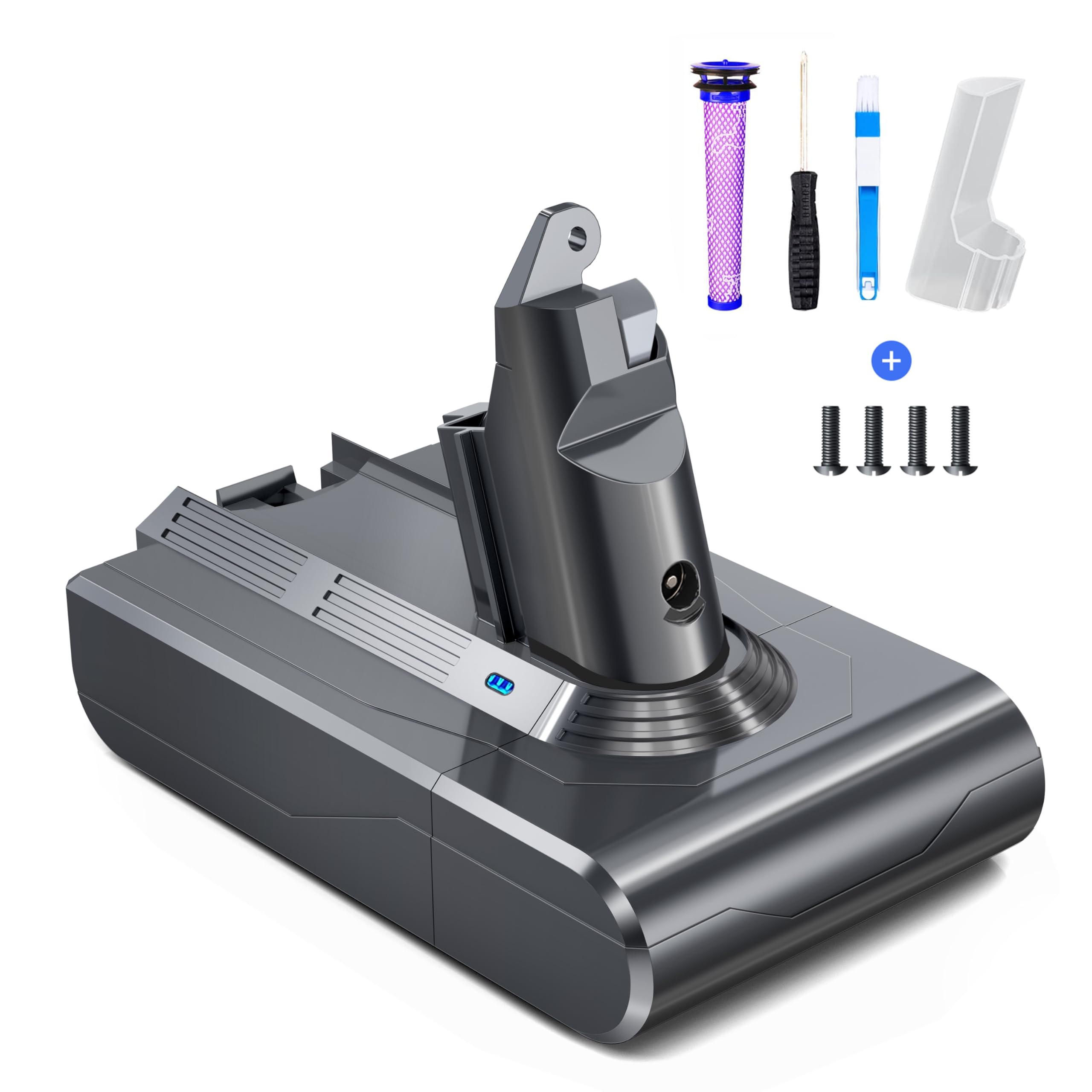 ButurePre 6,000mAh Batteria Dyson V6, Batteria per Dyson V6 DC62 SV03 SV09 DC58 DC59 DC61 DC72 DC74, 21.6V DC62 Dyson Batteria Absolute Animal Fluffy, con 1 Prefiltro, 1 cacciavite e 1 spazzola