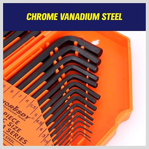 Miniatura 3 de HORUSDY Juego de llaves hexagonales de 32 piezas con otro mango de torque, juego de llaves Allen Pulgadas/Métricas MM(0.7mm-10mm) SAE(0.028"-3/8)