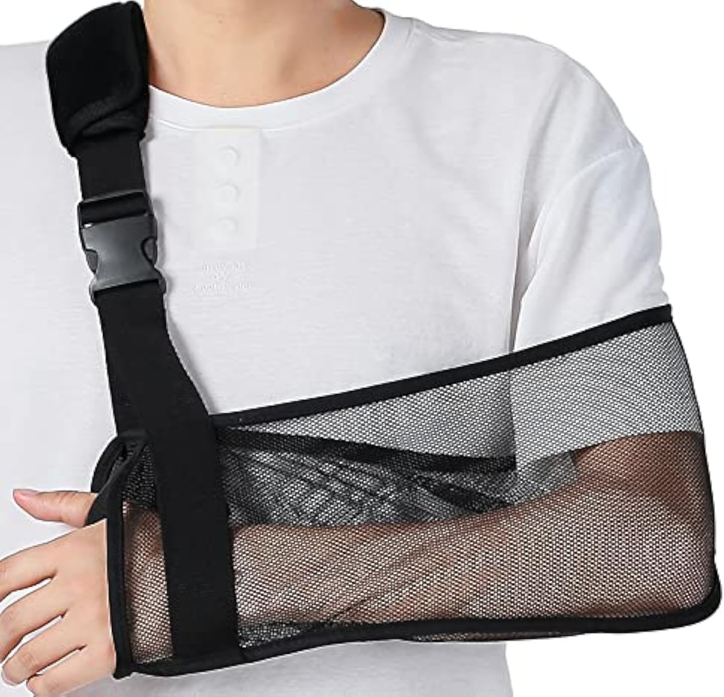 Mesh Arm Sling Black for Shower Shoulder Immobilizer Brace Support for Broken Shoulder Elbow Arm Wrist Injury Men Women Teenagers Adults left right