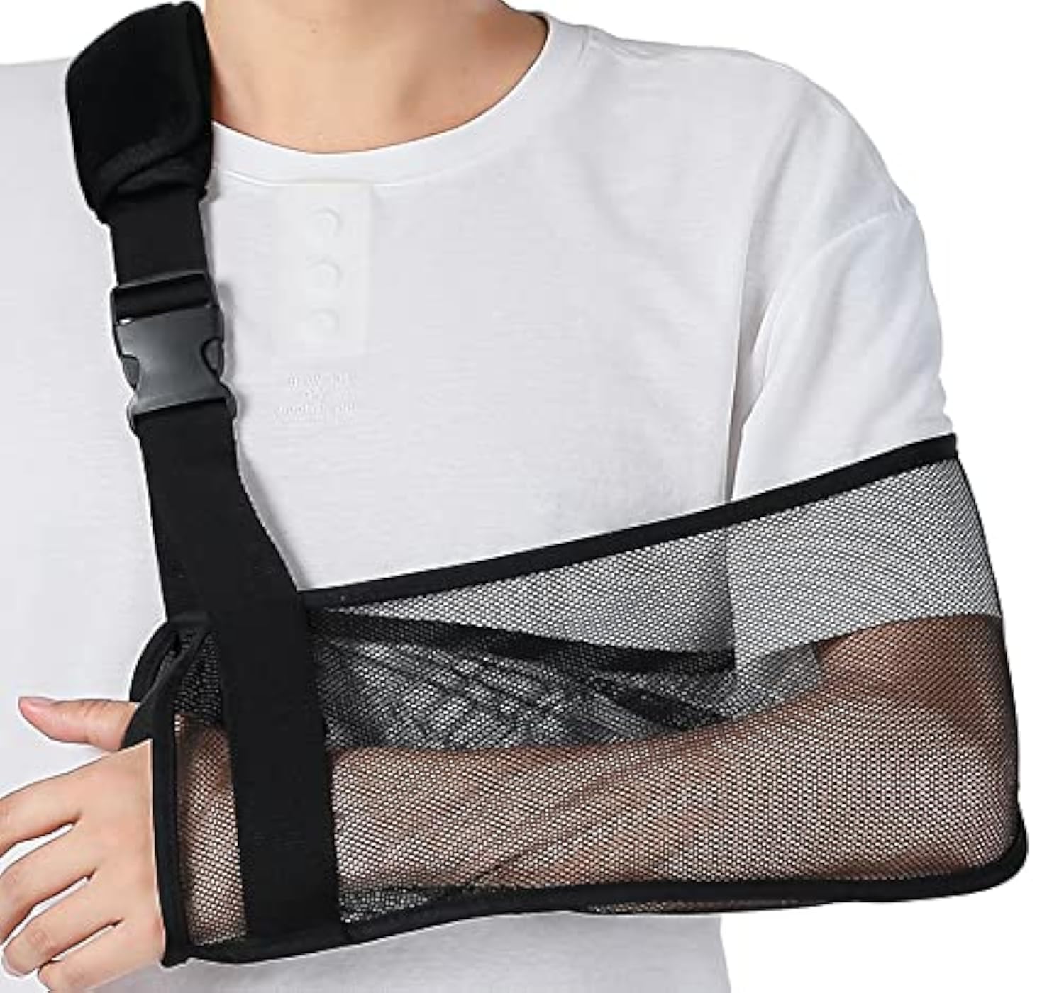 Mesh Arm Sling Black for Shower Shoulder Immobilizer Brace Support for Broken Shoulder Elbow Arm Wrist Injury Men Women Teenagers Adults left right