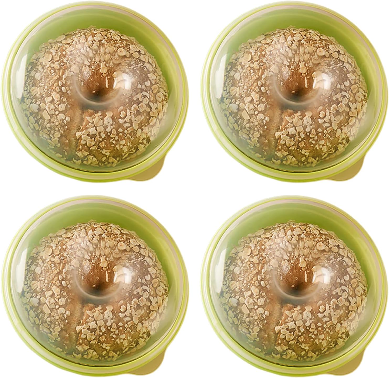 4-Pack, Donut Fresh Container, Airtight Bagel Storage Keeper Saver, Portable Bread Holder for Kitchen and Pantry Organization, BPA Free