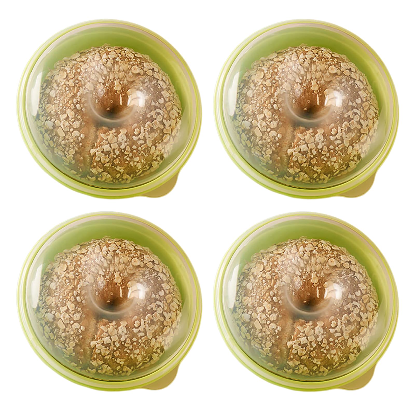 4-Pack, Donut Fresh Container, Airtight Bagel Storage Keeper Saver, Portable Bread Holder for Kitchen and Pantry Organization, BPA Free