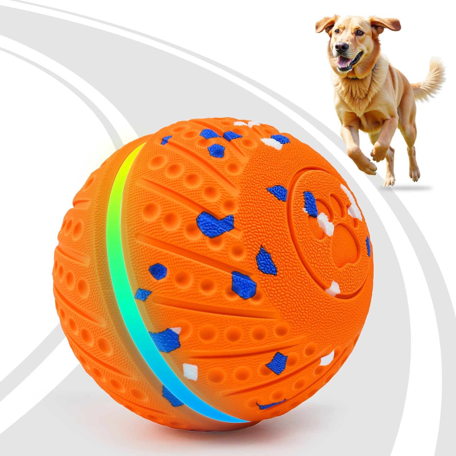 Jouet intelligent interactif pour chien avec lumière et 3 modes de jeu pour chiens de taille moyenne et grande