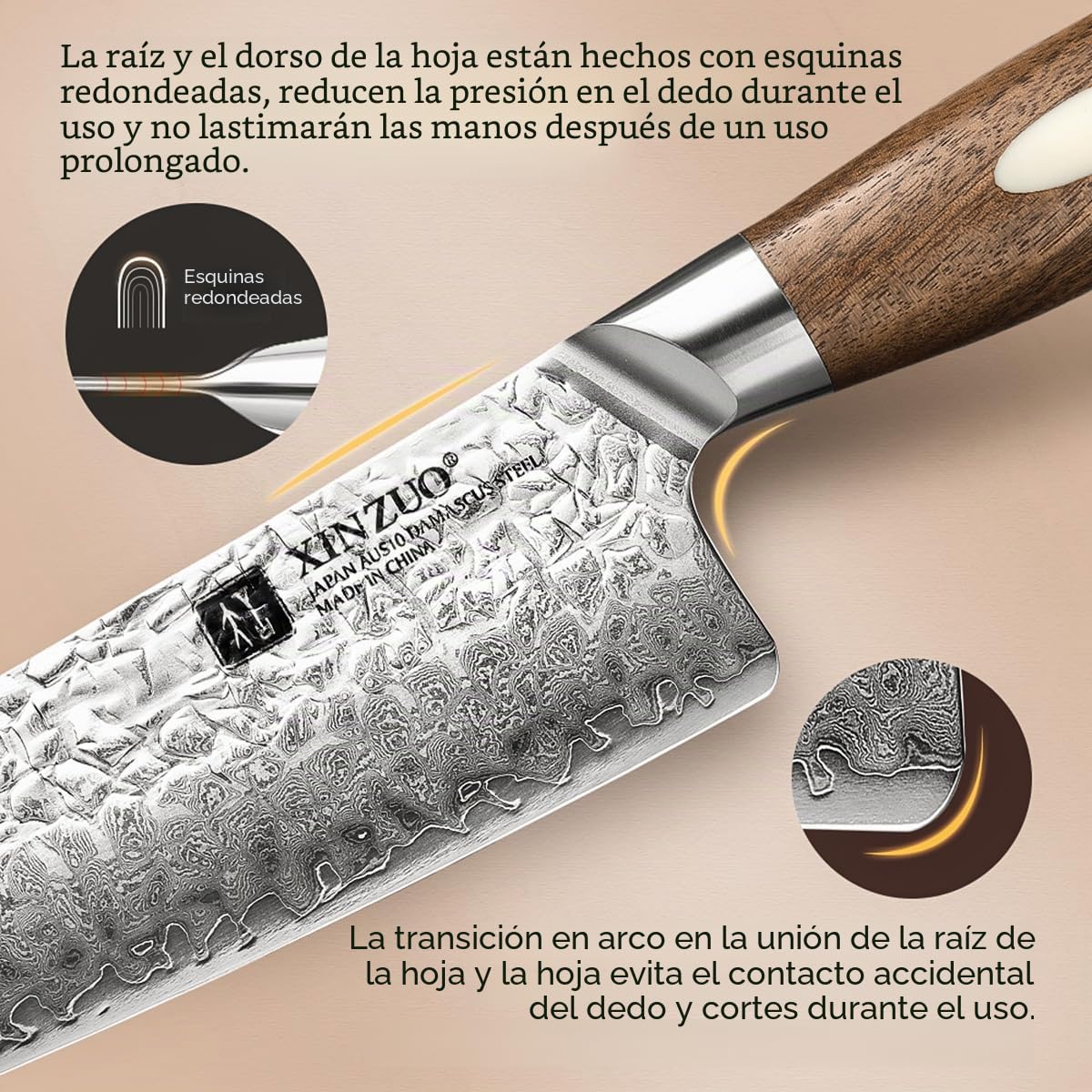XINZUO 18.5cm Cuchillo Santoku Japonés AUS-10 Acero Damasco,Patrón Martillado Cuchillo de Cocina para Verduras,Forjado a Mano Cuchillo de Cocinero Chef Multifuncional-Mango de Madera de Nogal Negro