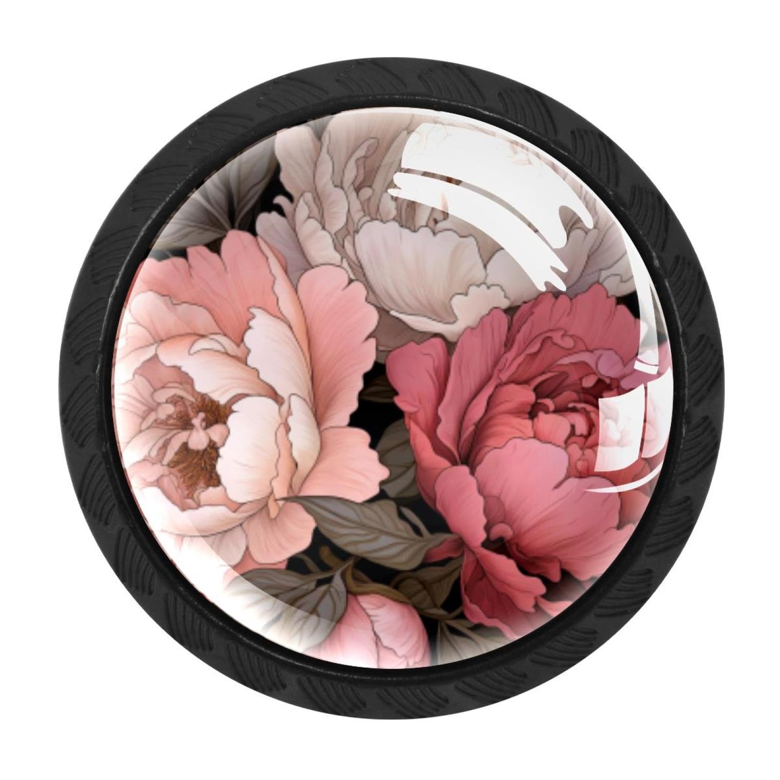 Chenzzzz Multicolored 18 4 Pieces Peony Drawer Knobs, 35Mm Black Cabinet Knobs, Drawer Pulls And Knobs, Dresser Drawer Knobs, Cabinet Hardware Kitchen Cabinet Knobs