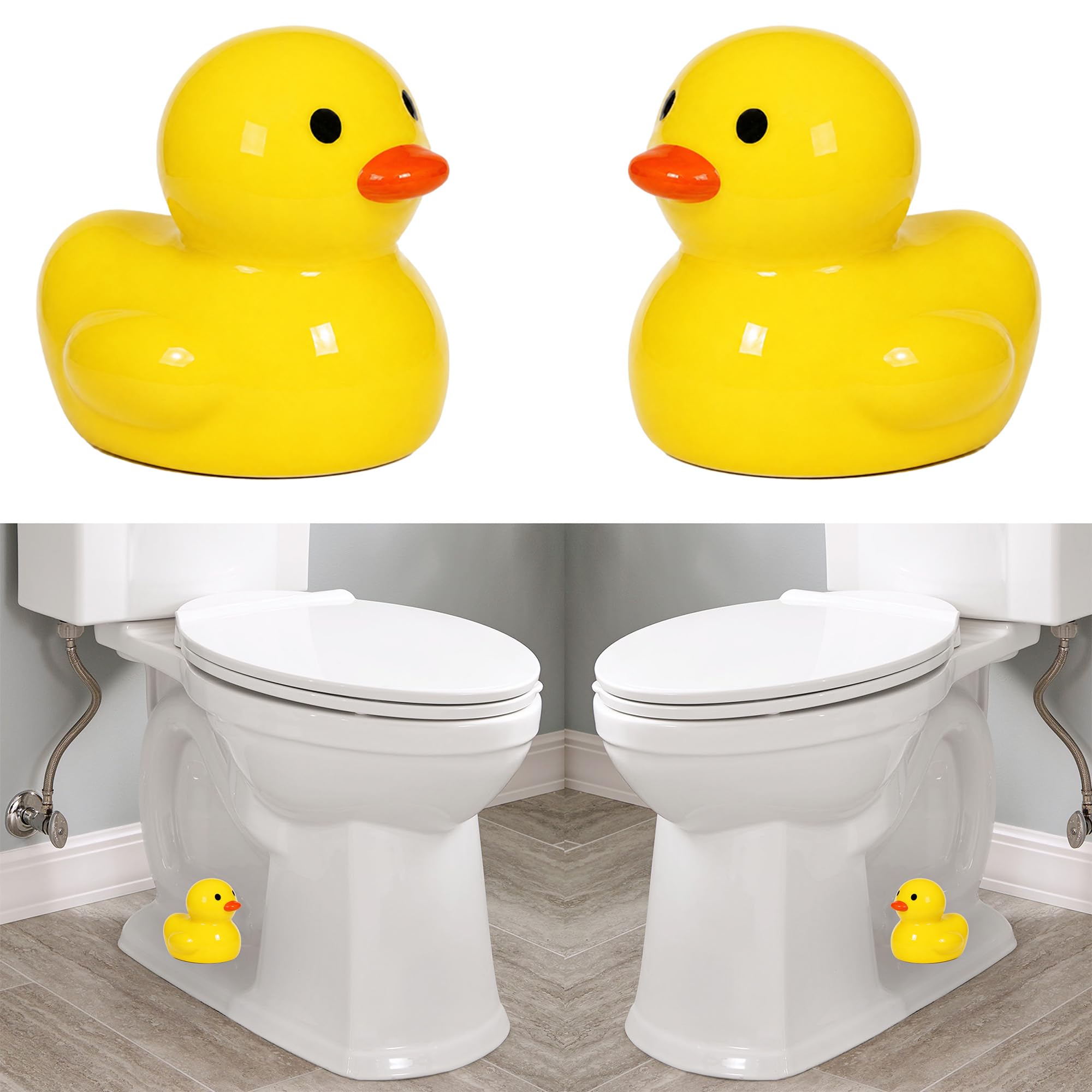 ZUNON Toilet Bolt Covers, Toilet Bolt Caps, Ceramic Yellow Duck, Set of 2