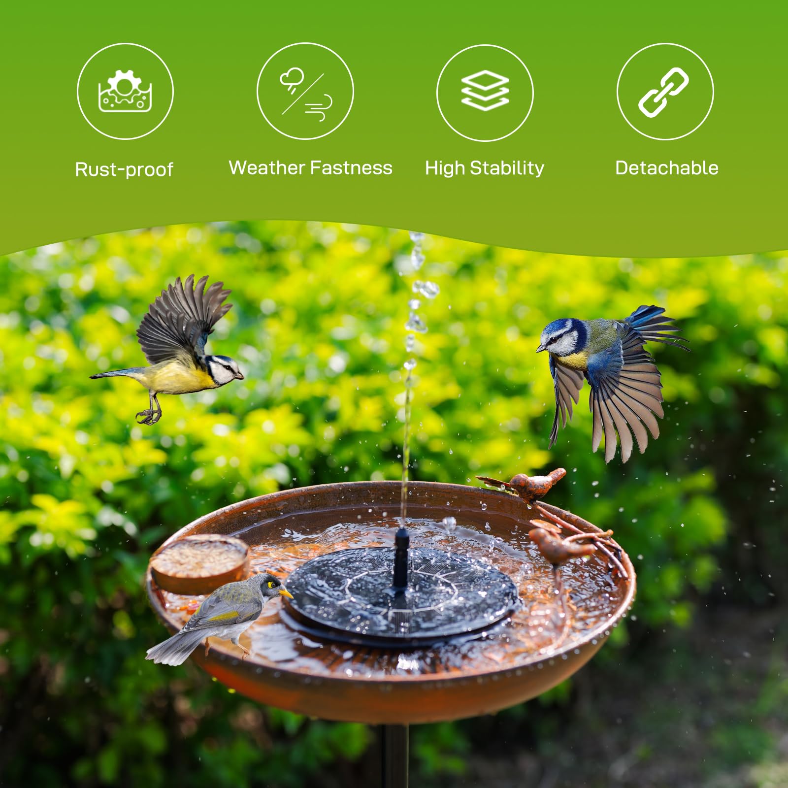 残１。メタル ウォーターバードバス バードフィダー 屋外用バードバス、ガーデンメタルバードバス、オーナメント