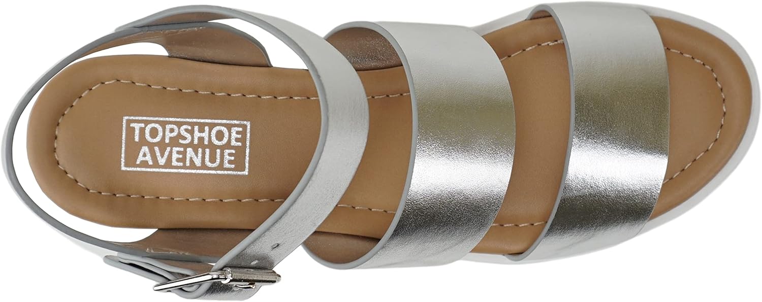 Donna ~ Women Open Toe Two Bands Lug sole Fashion Block Heel Sandals with Adjustable Ankle Strap - Image 5