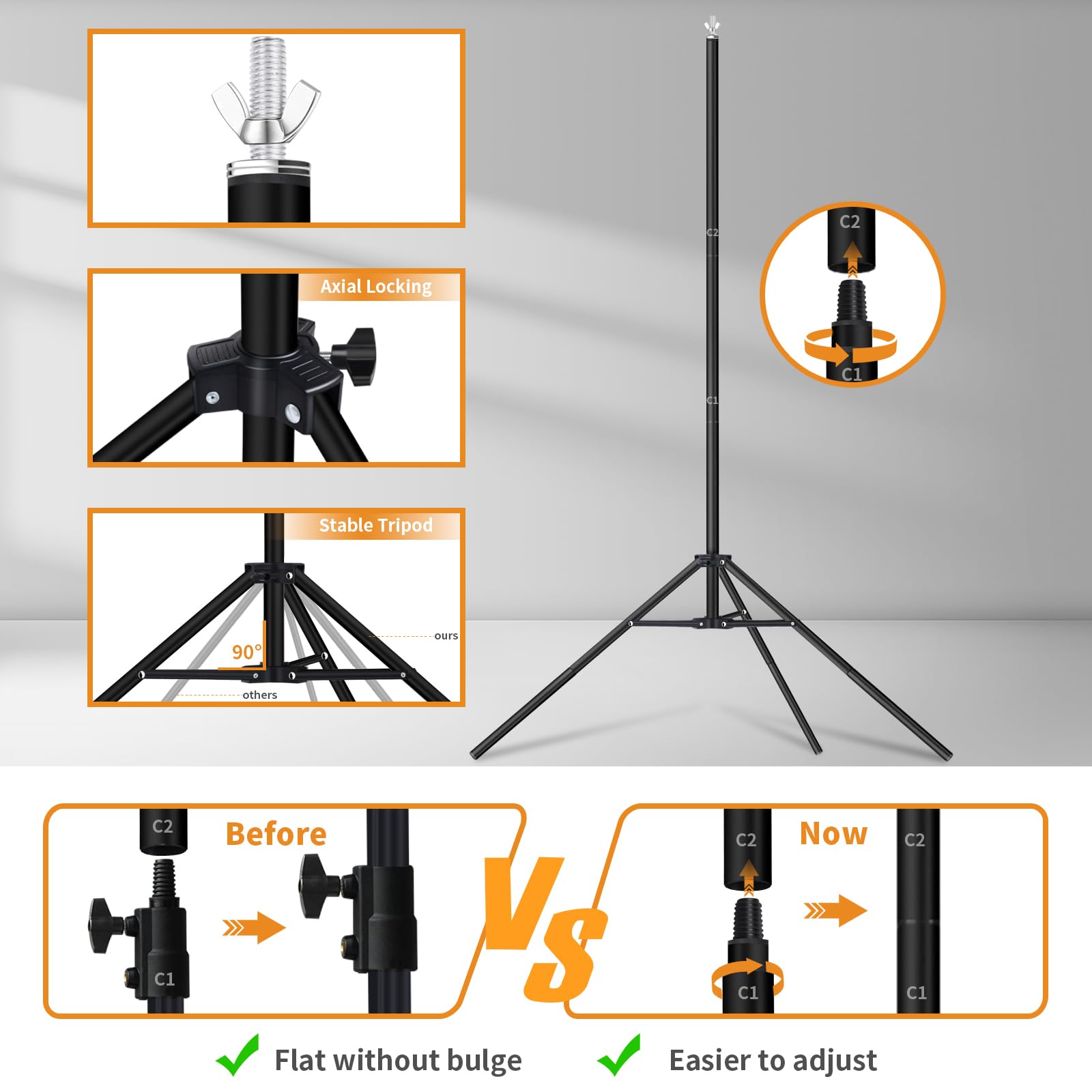 Soporte de fondo, nuevo sistema de fondo ajustable de 6,5 x 10 ft/2 x 3 m, kit para fotografía, estudio y fiesta, eventos, con bolsa de lona portátil