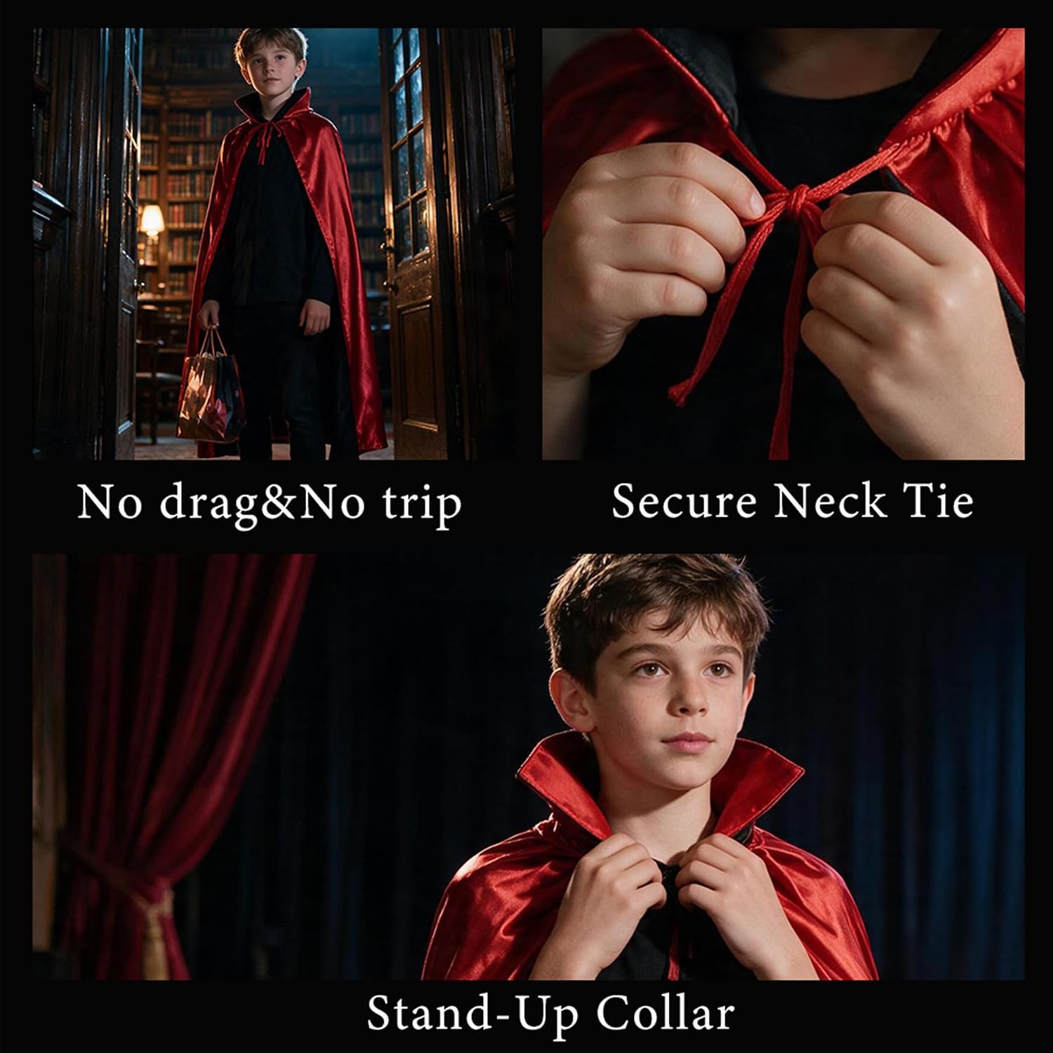 Halloween Cloak Reversible Kids Halloween Cape Wizard Witch Costume Accessories