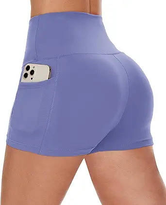 CAMPSNAIL Biker Shorts Women with Pockets - 3"/5"/8" High Waisted Workout Spandex Tummy Control Gym Running Yoga Shorts