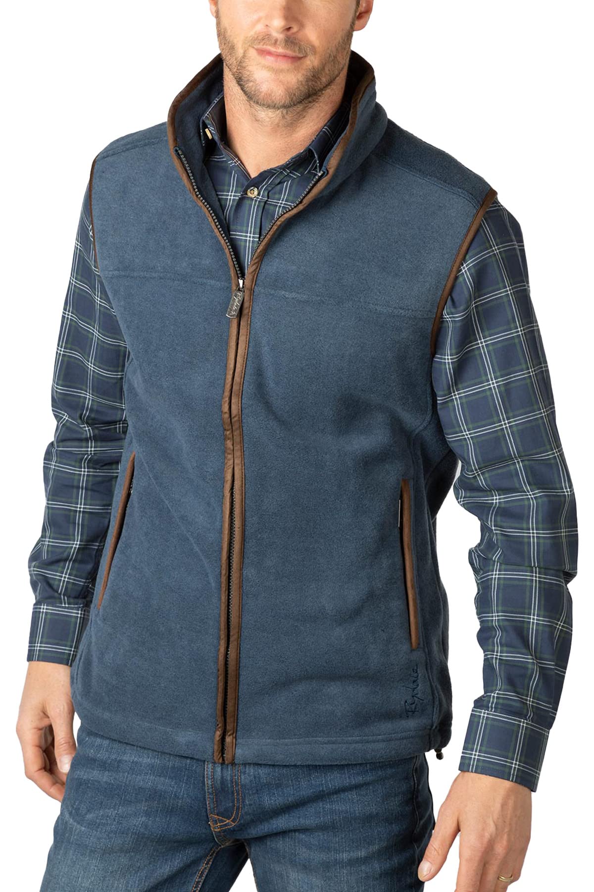 Rydale Men's Huggate Fleece Waistcoat Mens Gilet Bodywarmer Sleeveless Jacket Fleece Gilets (XS, Mid Navy)