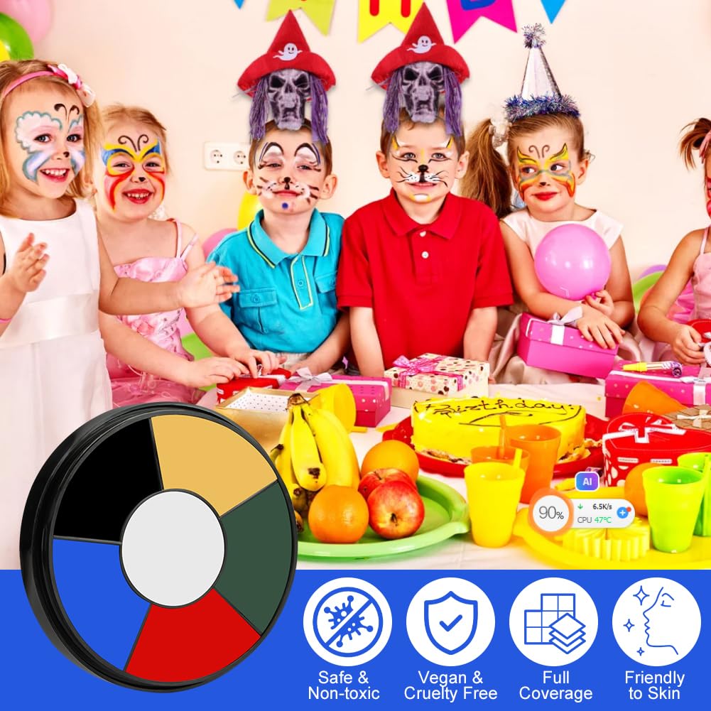 AOOWU Makijaż na Halloween, 6 kolorów, farba do ciała, Halloween, makijaż dla dzieci, zestaw do makijażu twarzy czaszki, karnawał, zestaw do makijażu SFX, zombie, wampira, cosplay, 10 g
