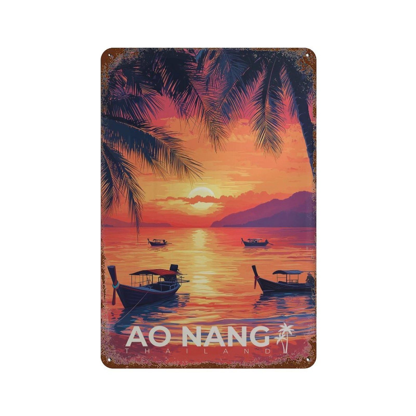 xiaoxiaoshen Ao Nang Travel Krabi Thailand Wall Decor Art Metal Tin Poster Modern Home Decor Art Home Bar Shop Decorations Vintage Sign 30x20cm