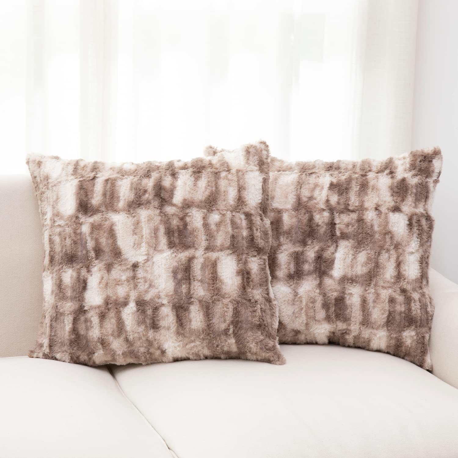 Cheer Collection Decorative Faux Fur Throw Pillow Set of 2