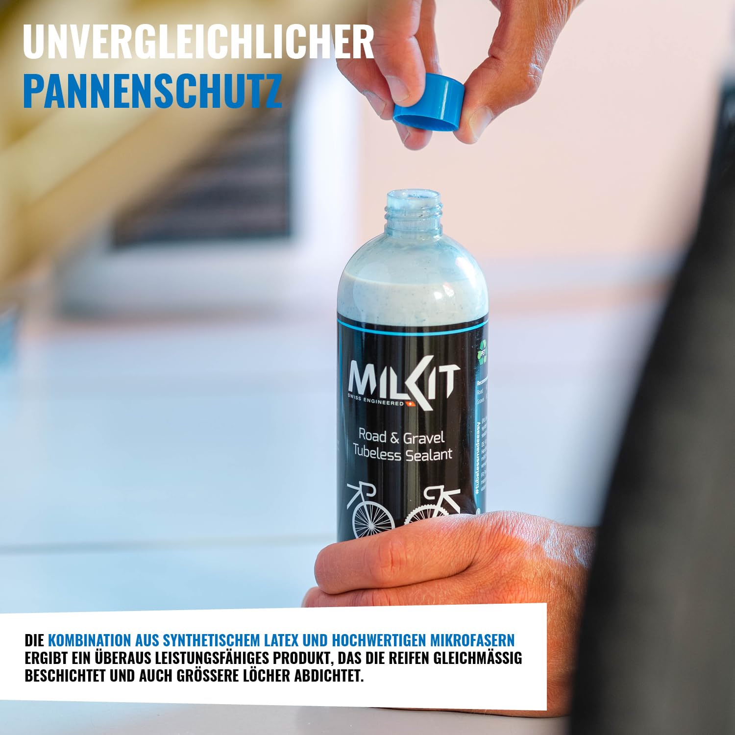 milKit Tubeless mleczko uszczelniające do rowerów wyścigowych i Gravel, w butelce 75 ml - uszczelniacz opon rowerowych - mleczko uszczelniające bezdętkowe mleko, opony rowerowe, środek uszczelniający