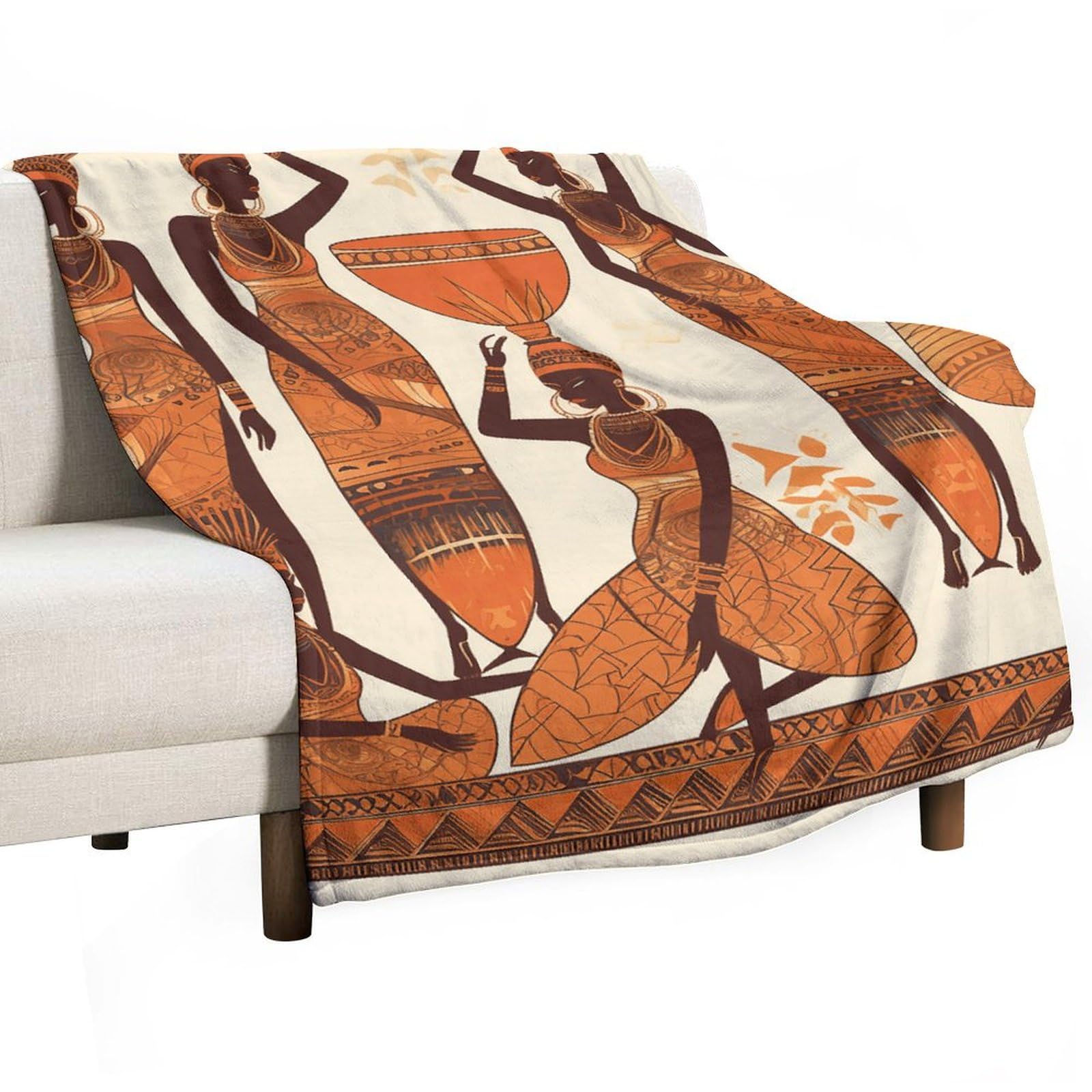 Couverture polaire légère et épaisse contre le froid, grand plaid de lit motif tribal africain