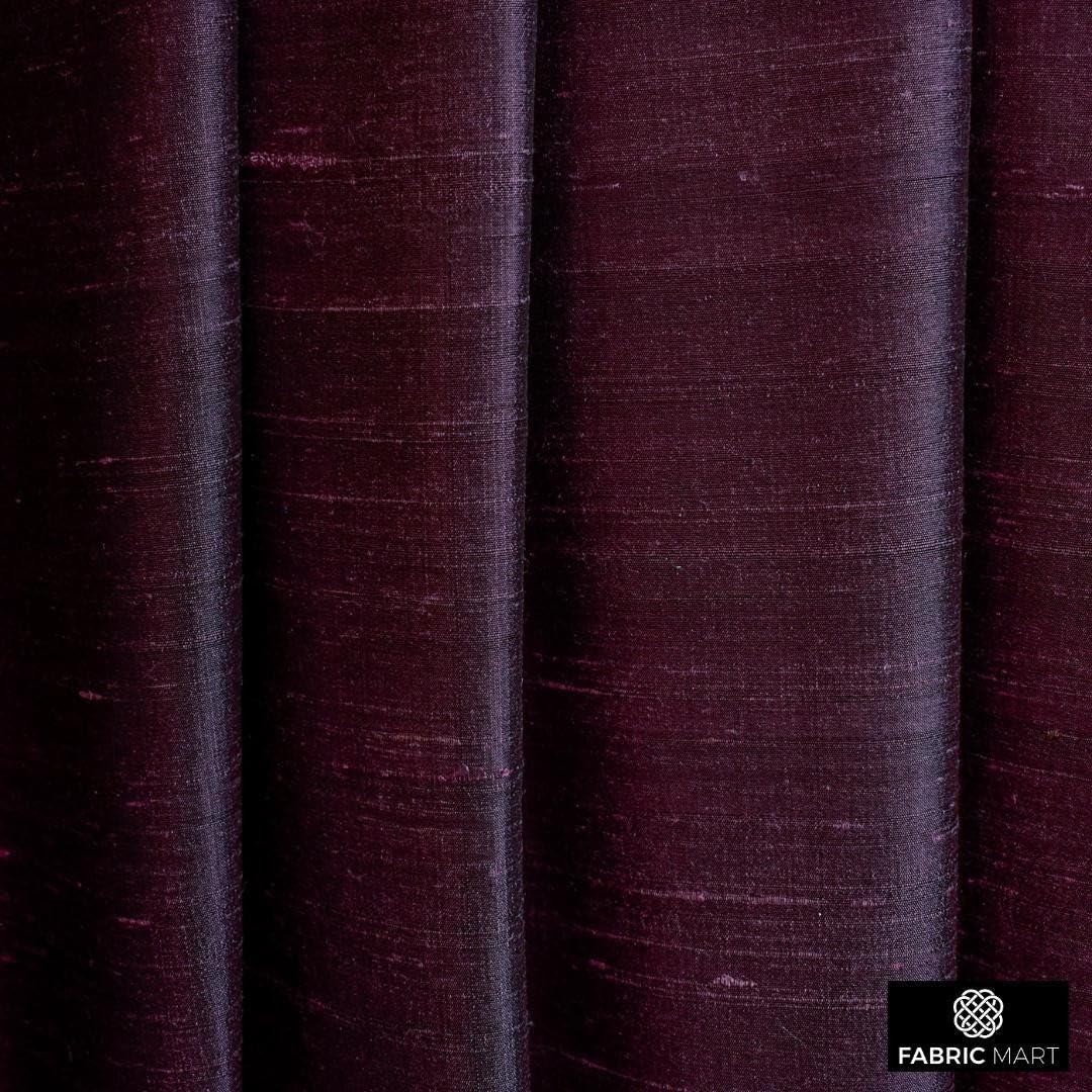 Fabric Mart Direct Vin foncé Dupioni de soie (50% de fil de soie pure et 50% de fil de fausse soie) Tissu au mètre, 104 cm or 41 inches Largeur, 2 mètres continus Violet Combinaison Tissu